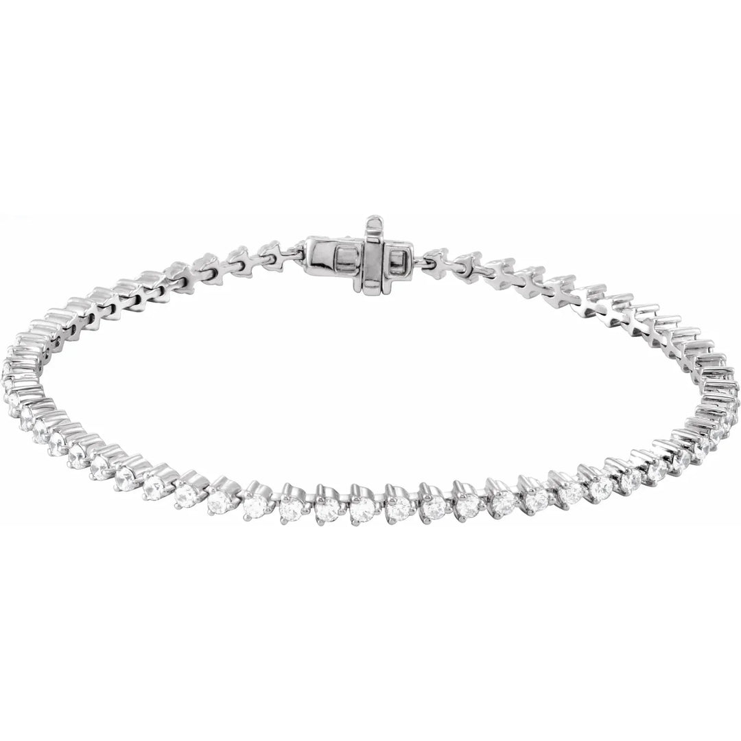 14K 3-Prong Diamond Line Bracelet