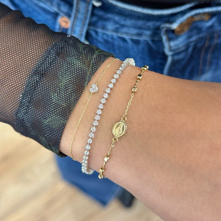14K 3-Prong Diamond Line Bracelet