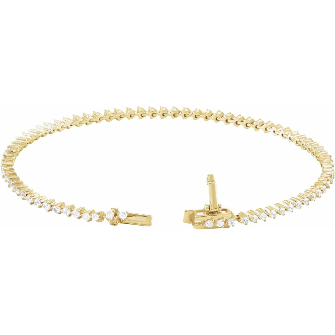 14K 3-Prong Diamond Line Bracelet