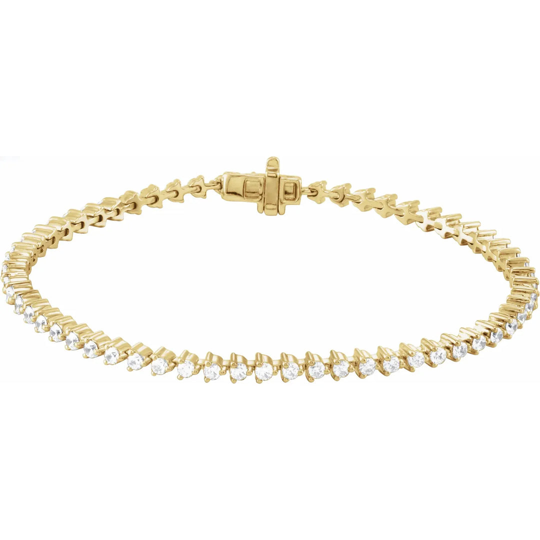 14K 3-Prong Diamond Line Bracelet