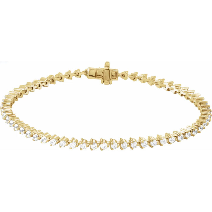 14K 3-Prong Diamond Line Bracelet