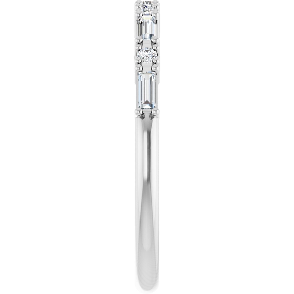 14K 4-Prong Baguette &amp; Round Anniversary Band