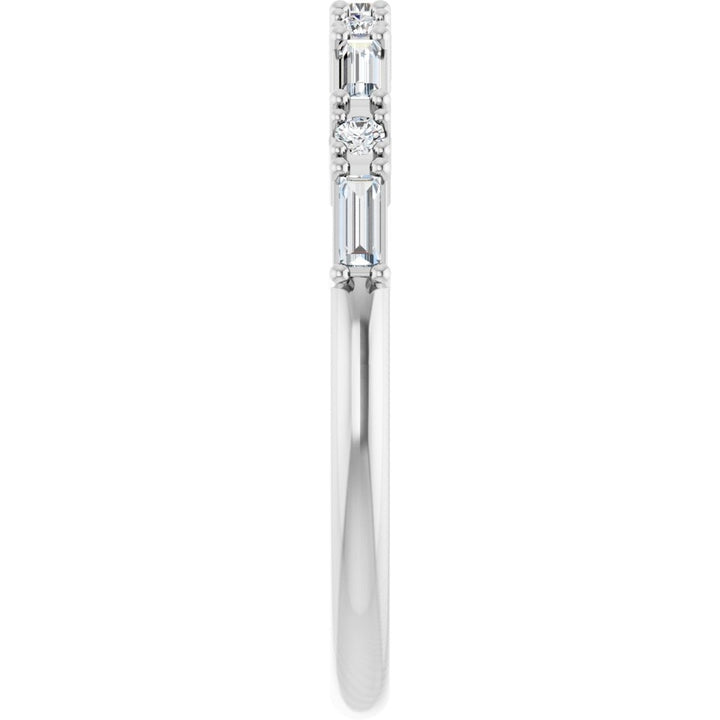 14K 4-Prong Baguette &amp; Round Anniversary Band