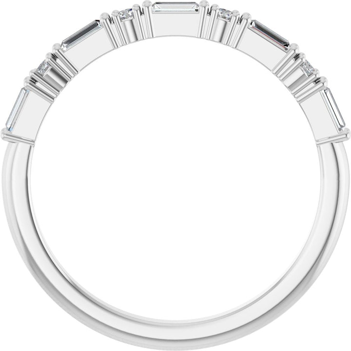 14K 4-Prong Baguette &amp; Round Anniversary Band
