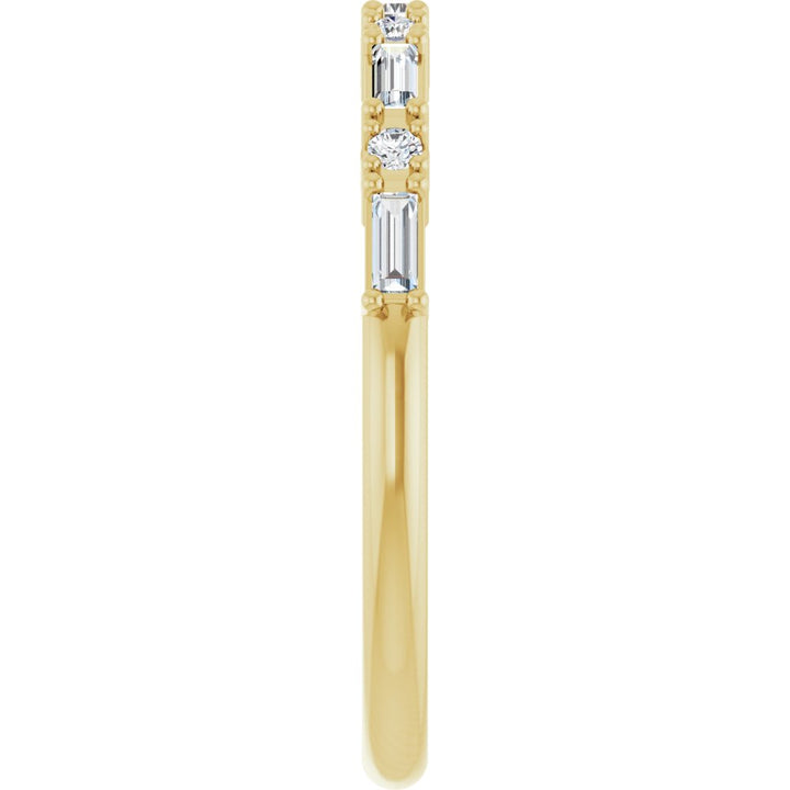 14K 4-Prong Baguette &amp; Round Anniversary Band