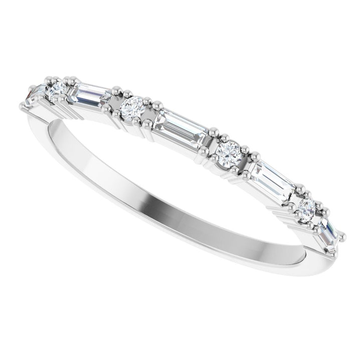 14K 4-Prong Baguette &amp; Round Anniversary Band