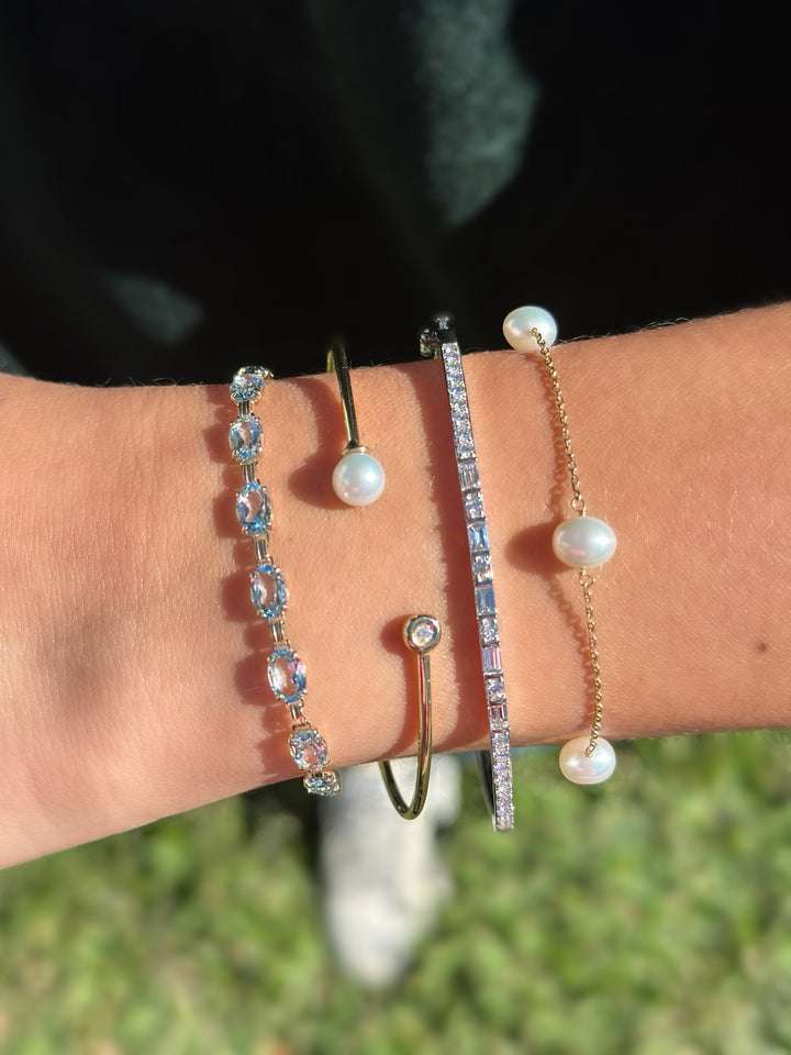14K 5-Station Freshwater Pearl Bracelet