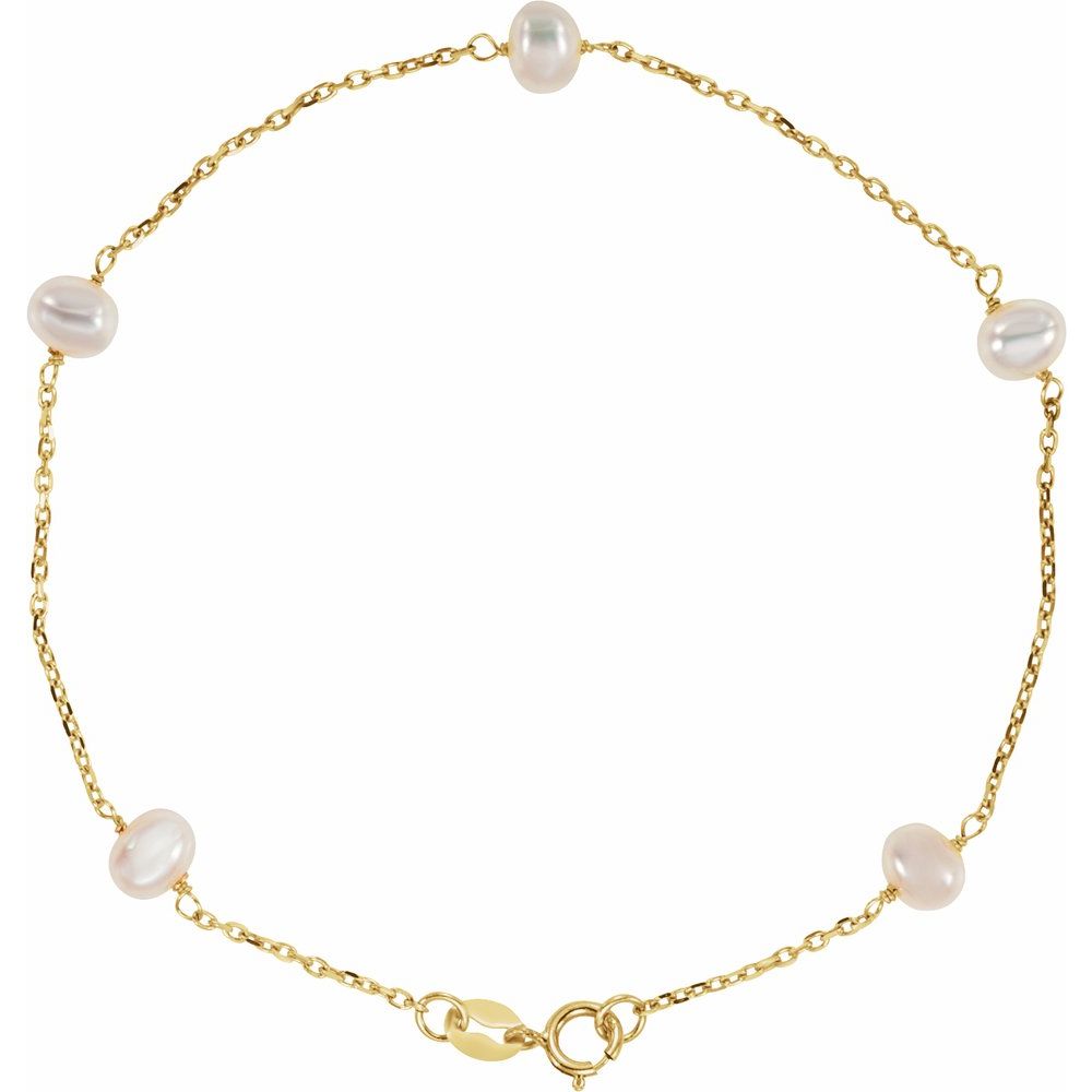 14K 5-Station Freshwater Pearl Bracelet
