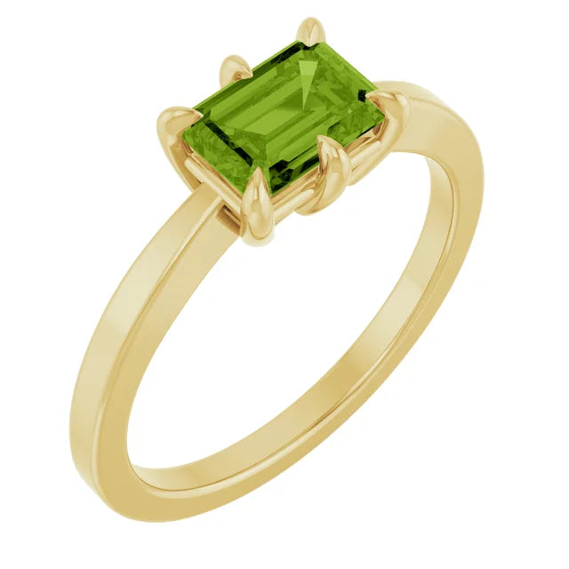 14K 6-Prong Solitaire Gemstone Ring