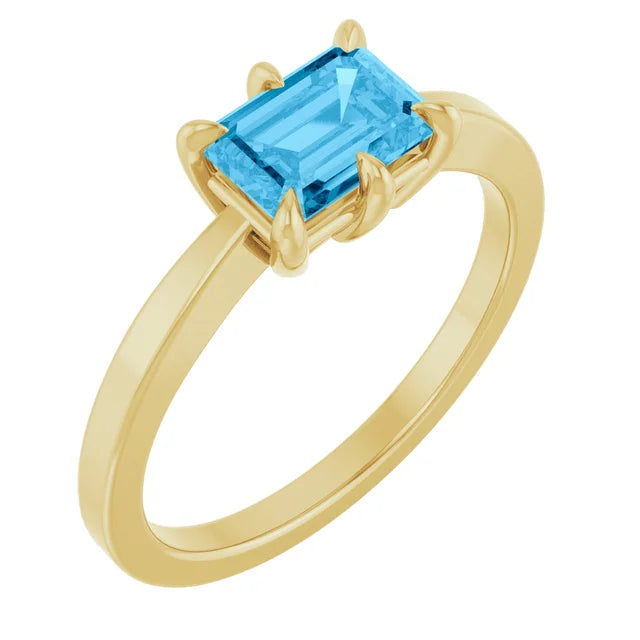 14K 6-Prong Solitaire Gemstone Ring