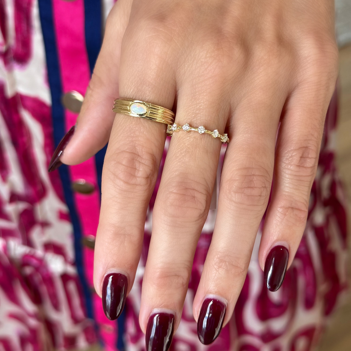 14K Oval Gemstone Cabochon Ring