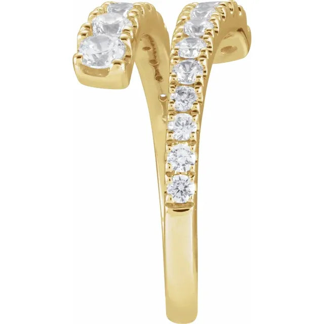 14K 9/10 CTW Lab Grown Diamond Bypass Ring