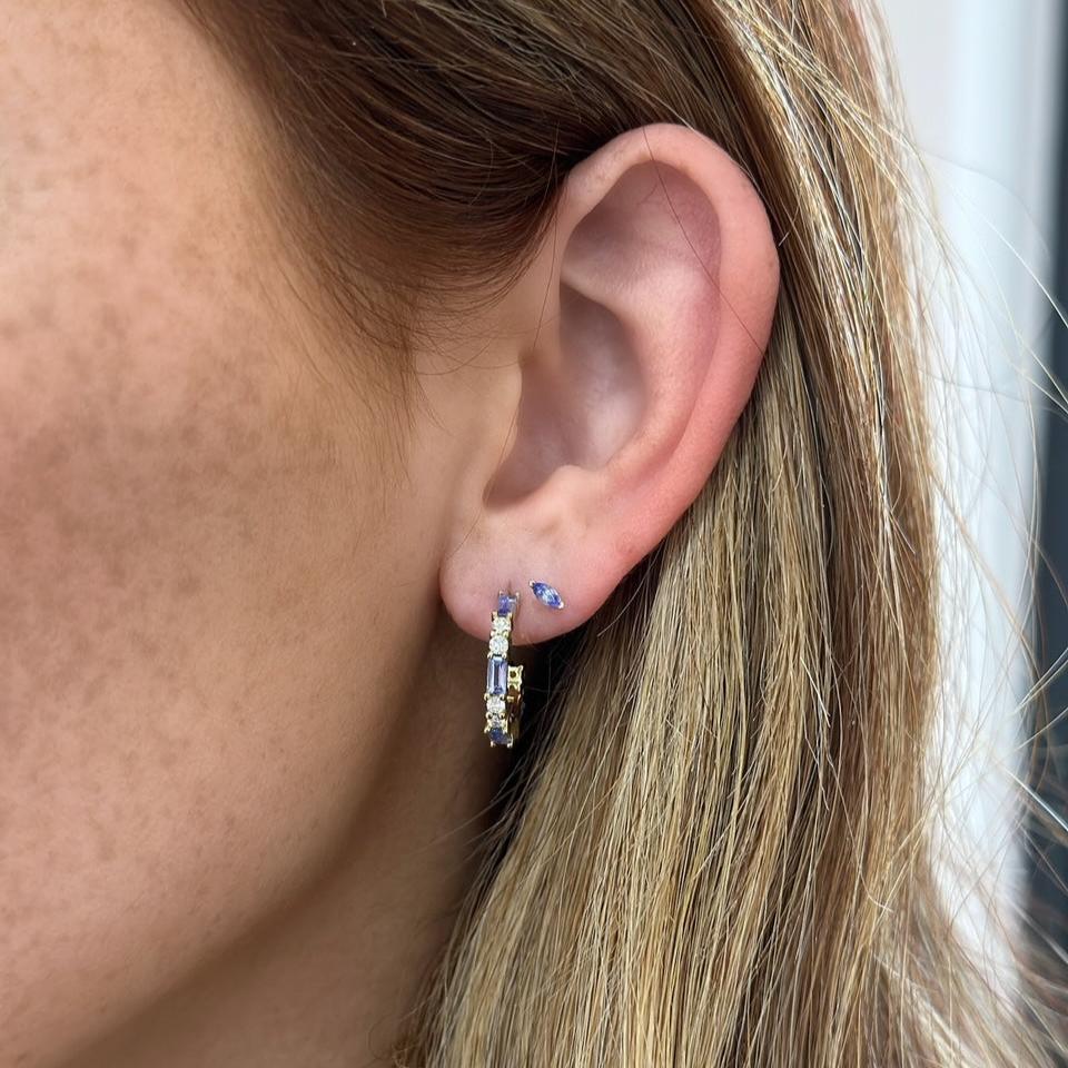14K 2-Prong Marquise Gemstone Stud
