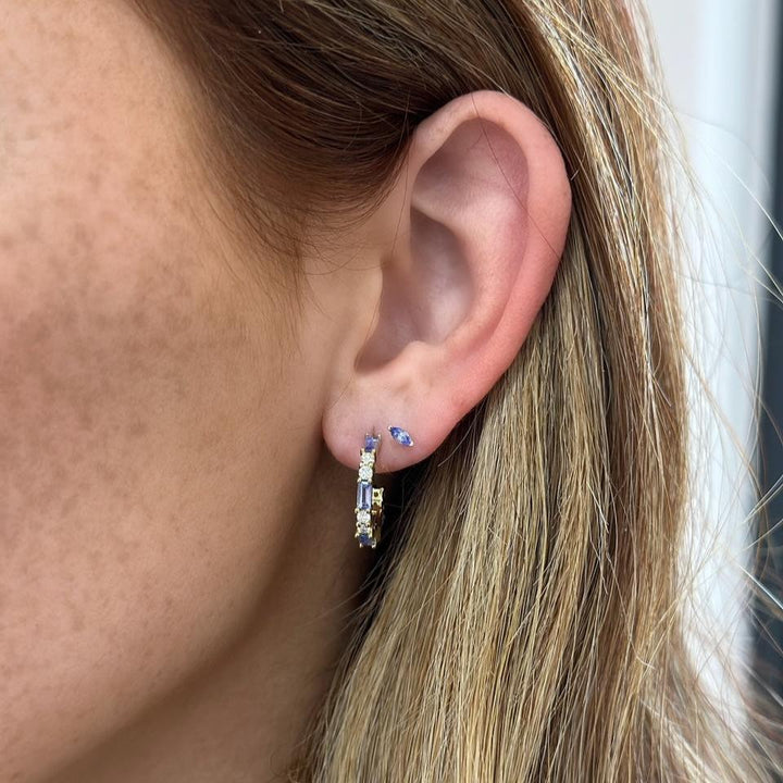 14K 2-Prong Marquise Gemstone Stud