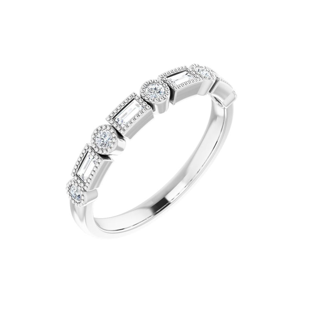 14K Alternating Diamond Bezel Anniversary Band