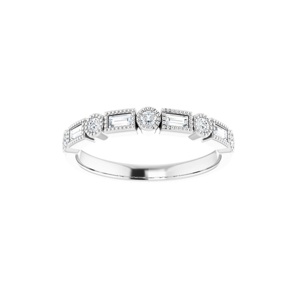 14K Alternating Diamond Bezel Anniversary Band