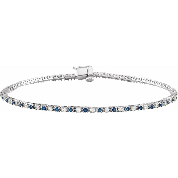 14K Alternating Gemstone &amp; Diamond Line Bracelet