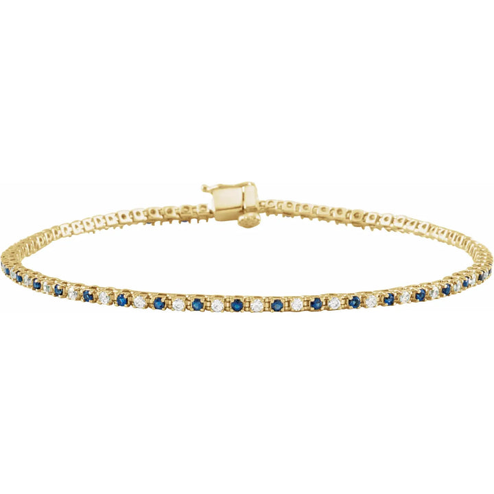 14K Alternating Gemstone &amp; Diamond Line Bracelet