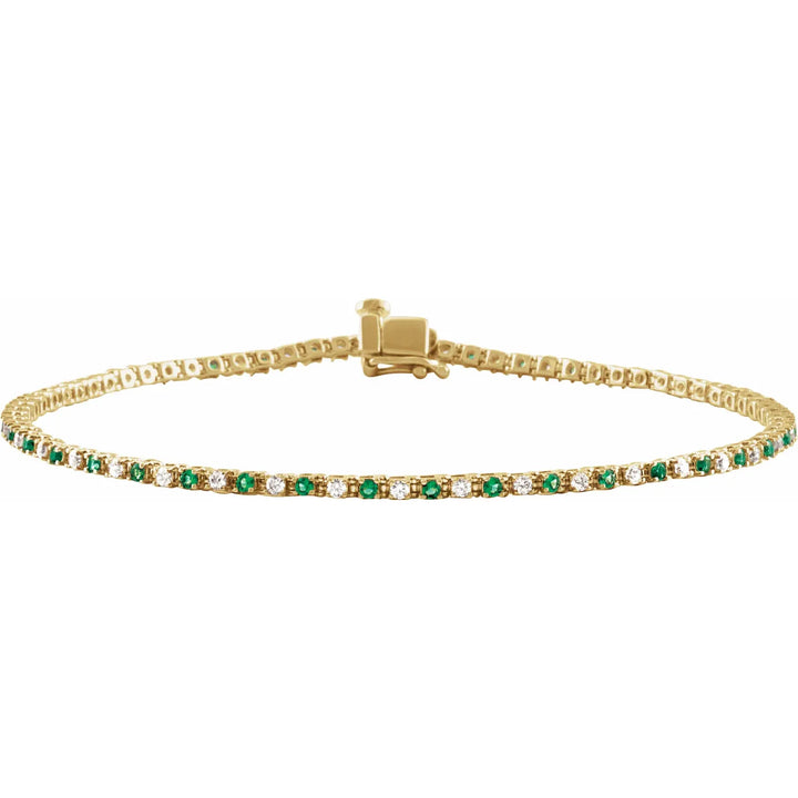 14K Alternating Gemstone &amp; Diamond Line Bracelet