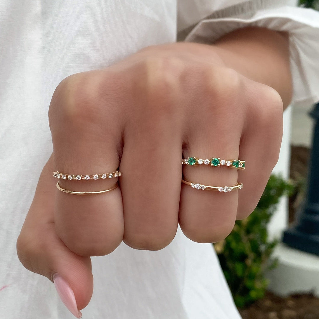 14K Diamond Lace Stack Ring