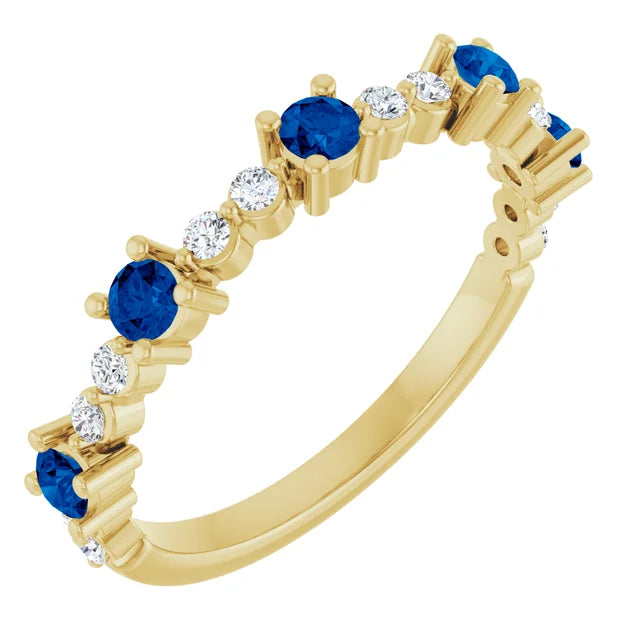 14K Alternating Gemstone &amp; Diamond Ring