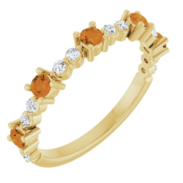 14K Alternating Gemstone &amp; Diamond Ring