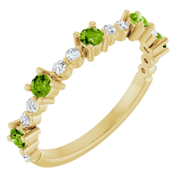 14K Alternating Gemstone &amp; Diamond Ring