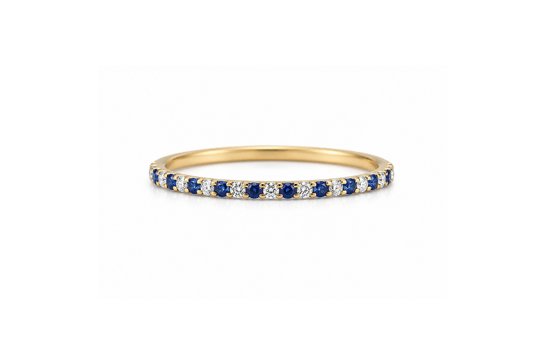 14K Alternating Gemstone &amp; Natural Diamond Petite Stack Ring