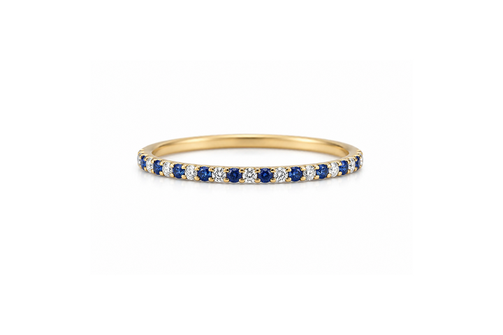 14K Alternating Gemstone &amp; Natural Diamond Petite Stack Ring
