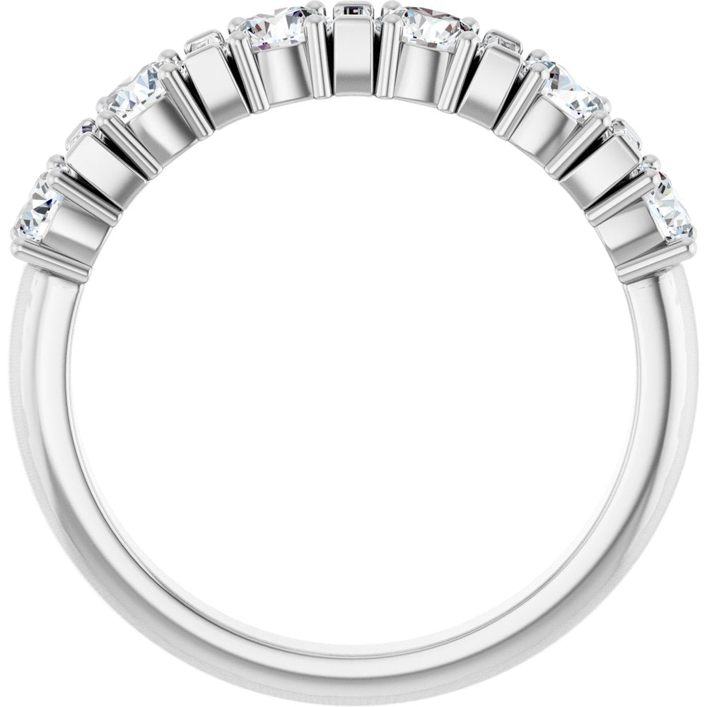 14K Alternating Round &amp; Baguette Diamond Anniversary Ring