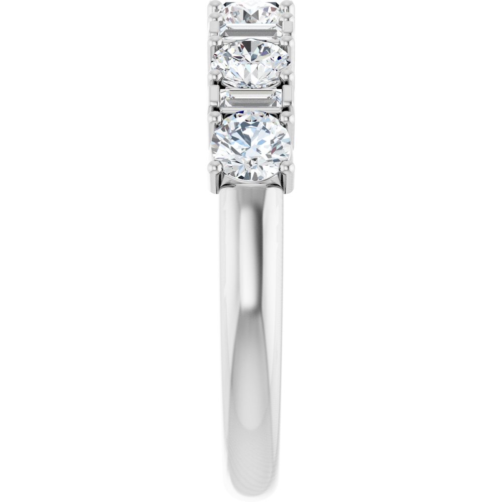 14K Alternating Round &amp; Baguette Diamond Anniversary Ring
