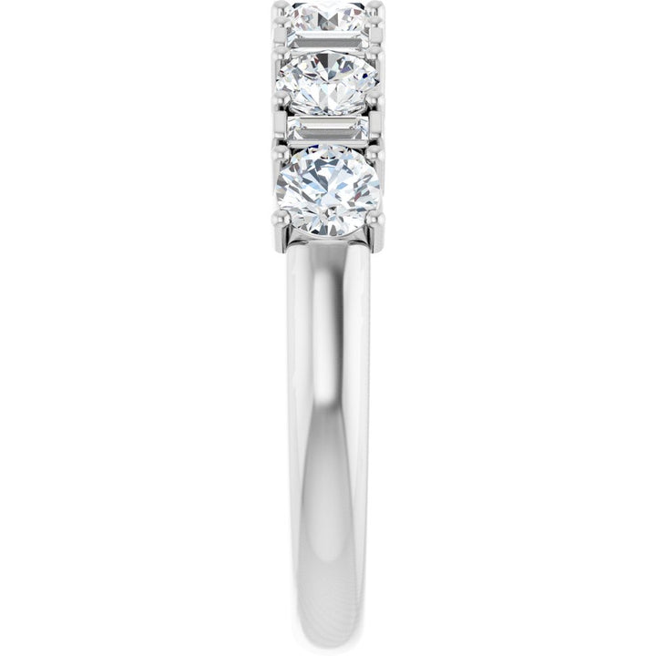 14K Alternating Round &amp; Baguette Diamond Anniversary Ring