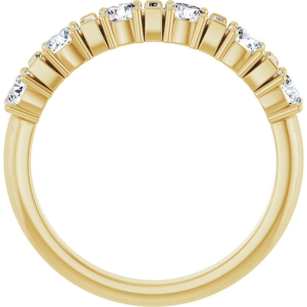 14K Alternating Round &amp; Baguette Diamond Anniversary Ring
