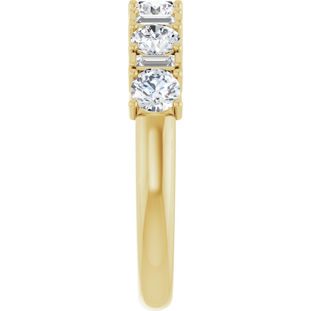 14K Alternating Round &amp; Baguette Diamond Anniversary Ring