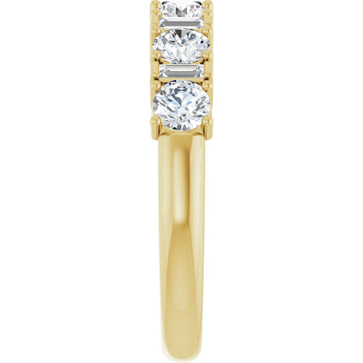 14K Alternating Round &amp; Baguette Diamond Anniversary Ring