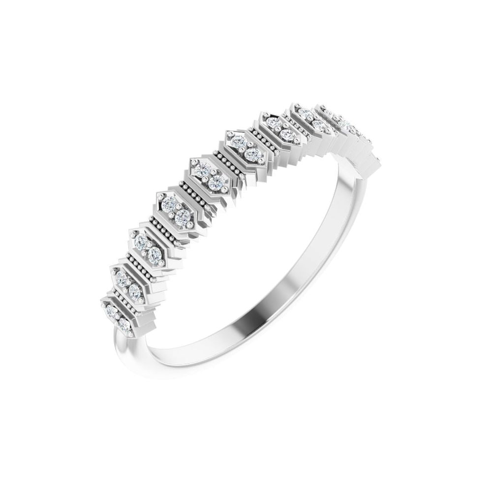 14K Art Deco Diamond Anniversary Band