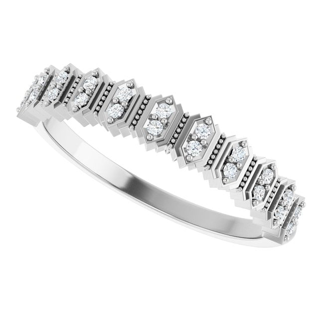 14K Art Deco Diamond Anniversary Band