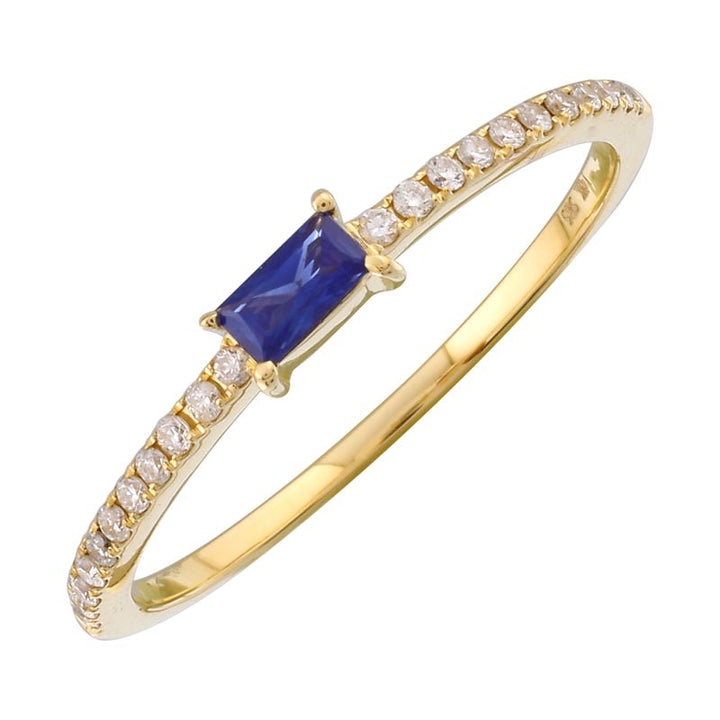 14K Baguette Gemstone &amp; Diamond Ring