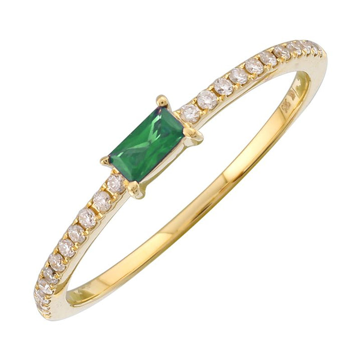 14K Baguette Gemstone &amp; Diamond Ring