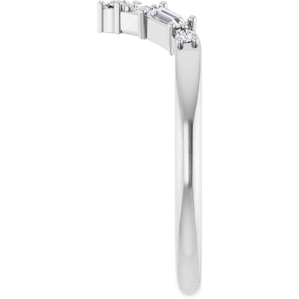 14K Baguette &amp; Round Diamond Contour Band