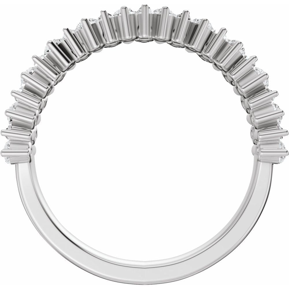 14K Baguette &amp; Round Double Row Anniversary Band