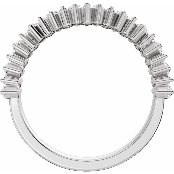 14K Baguette &amp; Round Double Row Anniversary Band