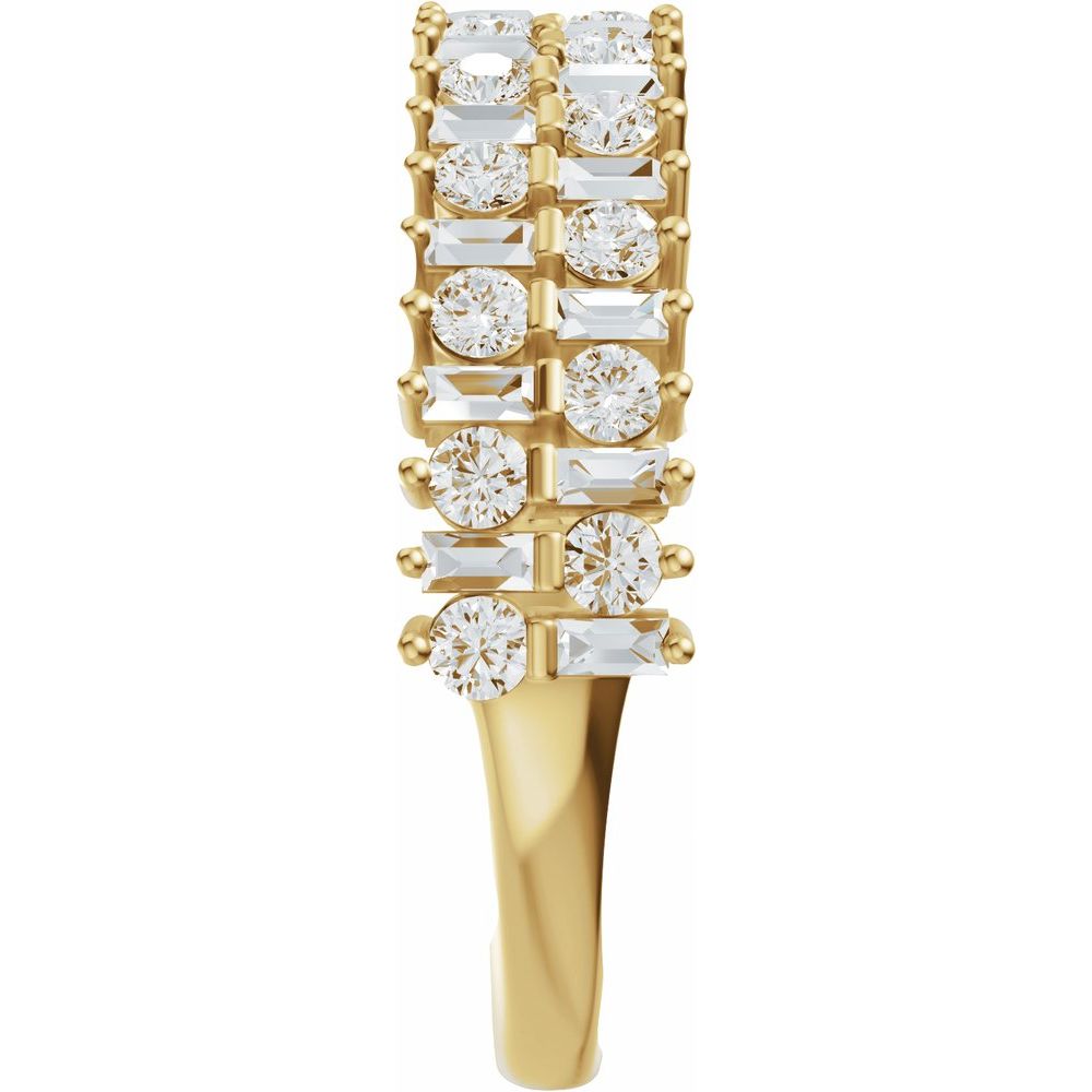 14K Baguette &amp; Round Double Row Anniversary Band