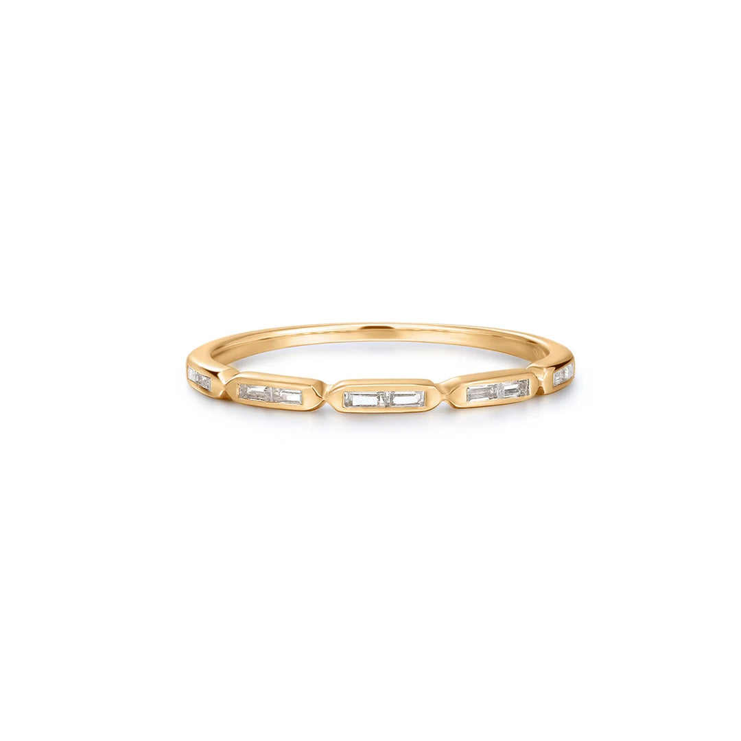 14K Baguette White Sapphire Stack Ring