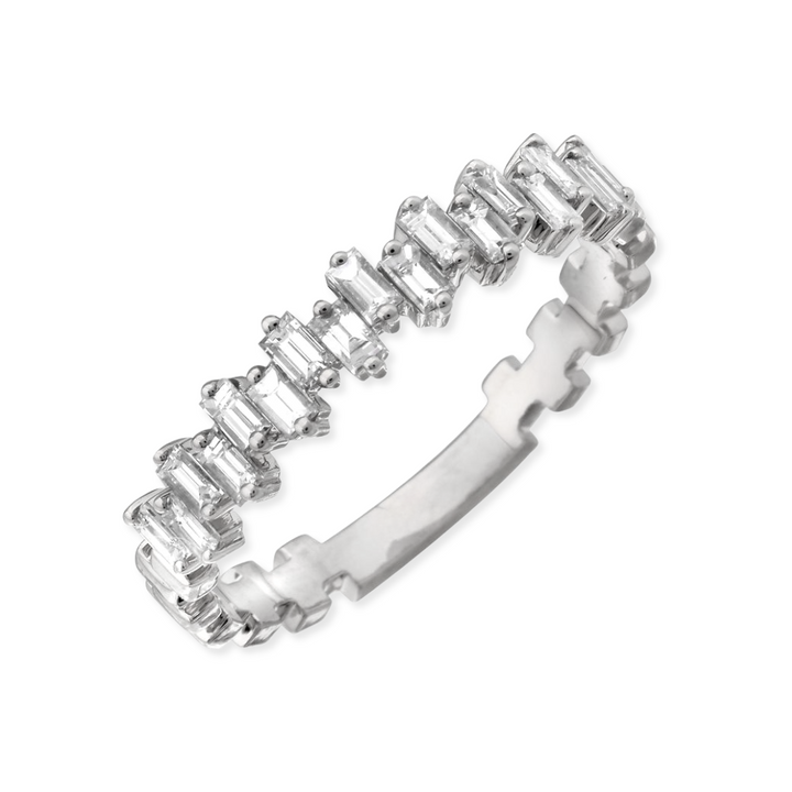 14K Baguette Zig Zag Diamond Ring