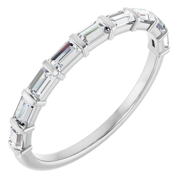 14K Bar-Set Straight Baguette Diamond Anniversary Band