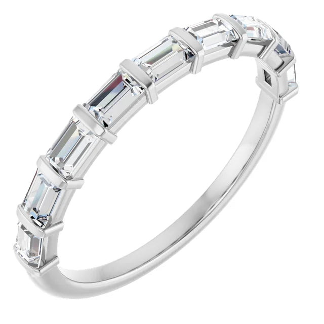 14K Bar-Set Straight Baguette Diamond Anniversary Band
