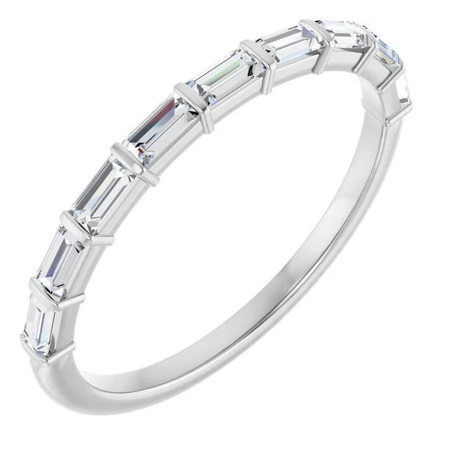 14K Bar-Set Straight Baguette Diamond Anniversary Band