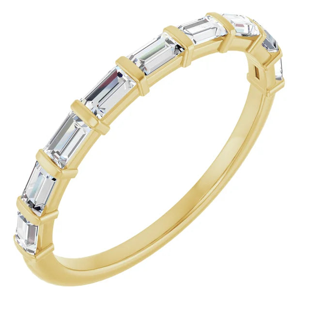 14K Bar-Set Straight Baguette Diamond Anniversary Band