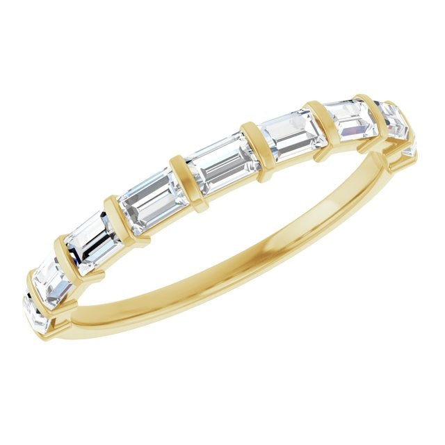 14K Bar-Set Straight Baguette Diamond Anniversary Band
